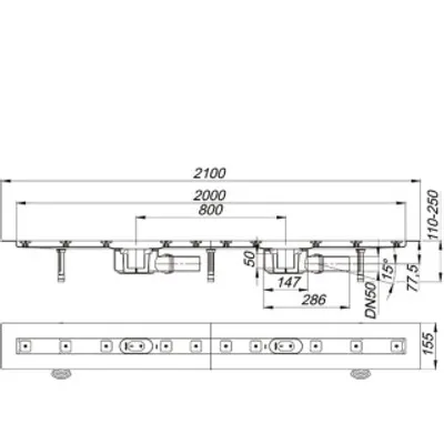 Produktbild von Dallmer 524089 Duschrinne CeraLine F Duo 2000