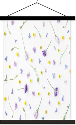 Produktbild von MuchoWow® Textilposter Blumen - Pastell - Vintage 60x90 cm mit schwarzem Rahmen - Poster Wohnzimmer