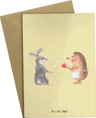 Produktbild von Mr. & Mrs. Panda babykarte Hase Igel - Gelb Pastell - Geschenk, Trösten, und, osterkarten, einladungskarten, Herzschmerz, neujahrskarte, Lustige Sprüche, weihnachtskarten