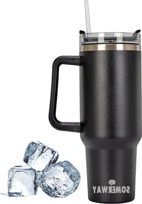 Obrázek produktu pro Termoska na cesty 1182 ml, černá, s víčkem a brčkem