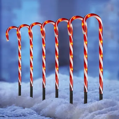 LED Zuckerstangen-Lichterkette, 8 Stück, 64 warmweiße LEDs, 4 m