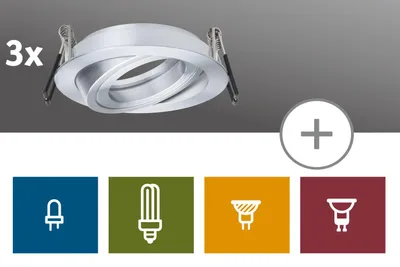Produktbild von Paulmann 2Easy Premium Einbauleuchten 3er Spot-Set schwenkbar 51mm Alu gedreht
