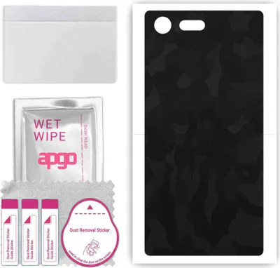 Produktbild von apgo Rückseite Schutzfolie, Skin, kompatibel mit Sony Xperia X Compact, Hinten Displayschutzfolie aus Vinylfolie, kratzfest, einfache Montage - Schwarzes Tarnmuster