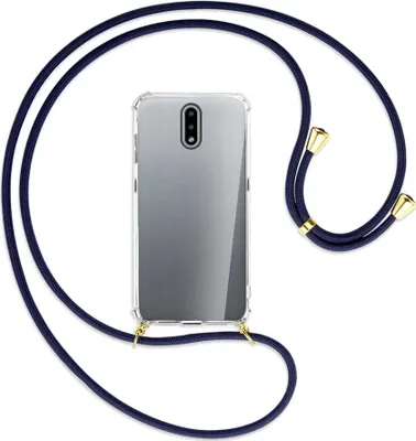 Produktbild von Handykette Backcover-Schutzhülle mit Band (Metall goldfarben) für Nokia 2.3 - dunkelblau