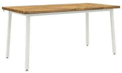 Obrázek produktu pro Čtvercový jídelní stůl, rozměry 160 x 70 x 75 cm, masivní akátové dřevo, barva bílá