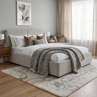 Produktbild von Juskys Polsterbett Salerno 140 x 200 cm, Cord Design & modern - Taupe