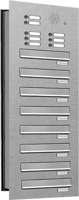 Produktbild von 8er Briefkastenanlage Mauerdurchwurf V2A Edelstahl Klingel und Sprechgitter