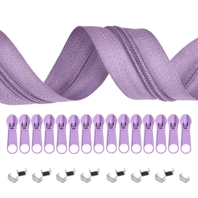 Produktbild von 5m Endlos-Reißverschluss 3mm mit 10 Zippern und 15 Endstücke freie Farbwahl,S166 flieder