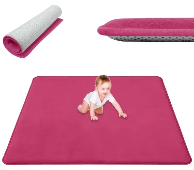 Image de Tapis de jeu pour bébé antidérapant en velours corail
