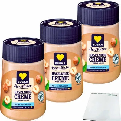 Produktbild von Haselnuss-Creme 3er Pack (3x400g Glas) + usy Block