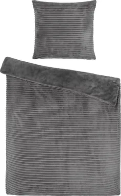 Obrázek produktu pro Heimtexland zimní ložní prádlo Cord příjemně měkké a teplé Cashmere Touch oboustranný povlak na peřinu 80x80 I 135x200 Super Soft tepelně izolační prodyšné OEKO-TEX Teddy Plüsch Kord Typ768 antracit