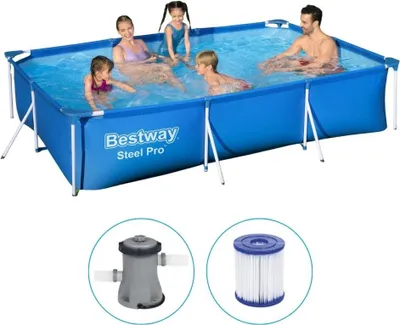 Produktbild von BESTWAY Steel Pro Frame-Pool-Set mit Gestell, blau, TriTech/Stahl, 300x201x66cm, mit Filterpumpe