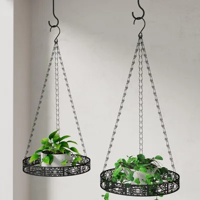 Produktbild von Pflanzenhänger 2 Stück, Metall Pflanzgefäße mit Haken und Kette, für Innen und Außen