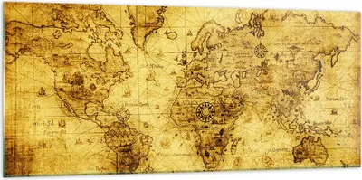 Produktbild von Bilder auf glas - Karte Welt Kontinente - 120x50cm - Glasbilder - Wandbilder - Kunstdruck - zum Aufhängen bereit - Wanddekoration aus Glas - Glas Bilder - Wandbild auf Glas - GAB120x50-0127
