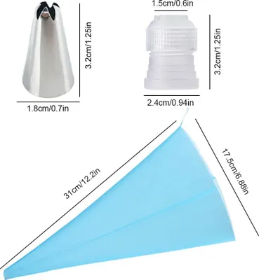 Obrázok produktu pre 8-dielna sada silikónových vrecúšok na zdobenie tort s tryskami – sada vrecúšok na šľahačku a pečivo