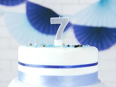 Image de Bougie d'anniversaire numéro 7 avec paillettes 7cm argenté