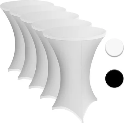 Immagine prodotto di TolleTour 5x copritavolo elasticizzati per tavoli alti da bistrot, dimensioni/colore: set da 5 Ø80 cm / bianco