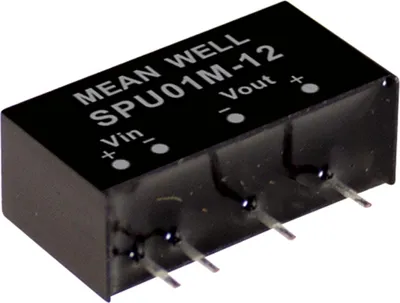 Produktbild von MEANWELL SPU01M-15, DC DC-Wandler, 10,8-13,8V:+15V 67mA 1W