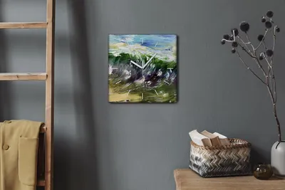 Produktbild von Coloray Hodiny Unikátní 30x30 cm  Tiché hodiny Pro obývací pokoj a kuchyň Nástěnné hodiny Plátno Bílé ručičky hodin - Mořské vlny