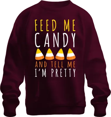 Produktbild von Feed Me Candy And Tell Me I'm Pretty Halloween CandyCorn Kinder Uni Sweatshirt Pullover, Burgundy, M