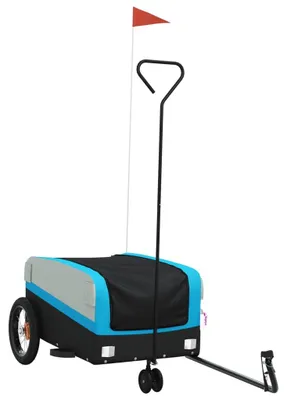 Immagine prodotto di vidaXL Rimorchio per biciclette nero e blu 30 kg di ferro