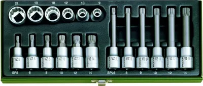 Produktbild von Proxxon 23296 Spezial-Steckschlüsselsatz für Vielzahnschrauben XZN, 18-tlg.