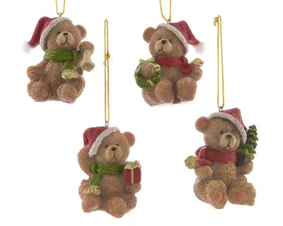 Immagine prodotto di Set di 4 ciondoli a tema orsetti di peluche, in Vetroceramica, diametro 6 cm