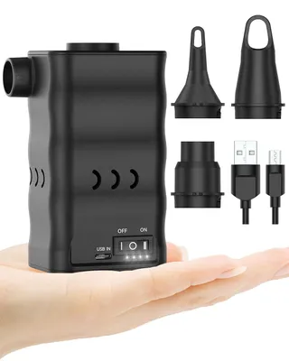 Imagen del producto de Bomba de aire eléctrica, mini bomba recargable de 6000 mAh con 3 boquillas de aire