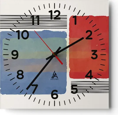 Produktbild von Wanduhr - Quadrat - Glasuhr - Stück Geometrisch Rechtecke - 40x40cm - Schleichendes Uhrwerk - Lautlos - zum Aufhängen bereit - Dekoration Modern - Wanddekoration aus Glas - C4AC40x40-4809