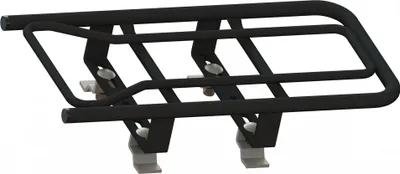 A black bicycle top carrier adapter is shown against a white background.