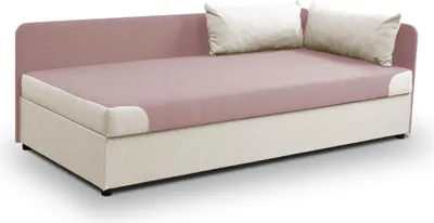 Produktbild von Tagesbett - 80x180 cm - Kinderbett Sofabett - Rosa und Beige - mit Stauraum - Bonell-Federn - Sofa mit Armlehnen und Rückenlehne