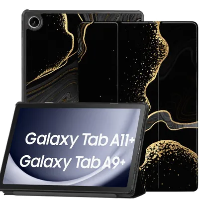Produktbild von Schutzhülle für Samsung Galaxy Tab A9+ A11+ 11" Hülle SM-X210 X216 X218 X230 X236B (2025/2023) Tasche Smart Cover Magnetisch - Schwarz Marmoriert