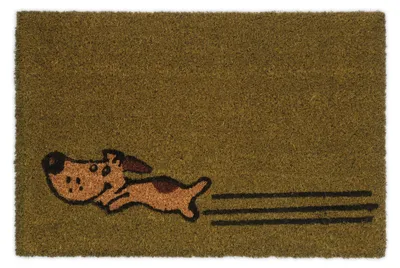 Obrázek produktu pro Relaxdays kokosová rohož, 40 x 60 cm, rohož zachycující nečistoty s motivem psů, rohož před dveře do interiéru i exteriéru, rohožka ke vchodovým dveřím, zelená