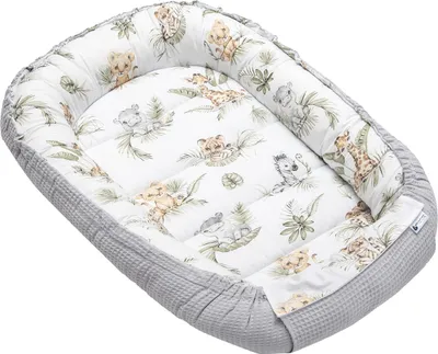 Produktbild von Babynest, Reisebett, Babynestchen, 100x60x15, Safari mit Grauer Waffel