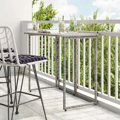 Produktbild von "2026 Promotion" Gartentisch Klappbar Grau 90x51x75 cm Poly Rattan - Gartentische CC25838
