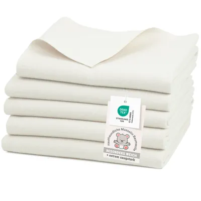 Produktbild von 5er Set Moltontücher aus 100% Baumwolle, 80x80 cm