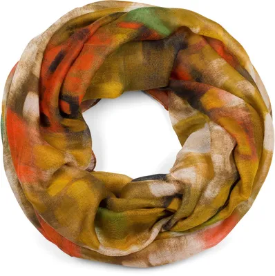 Produktbild von styleBREAKER Damen Loop Schal mit abstraktem Pinselstrich Muster, Schlauchschal mehrfarbig bunt, Tuch 01017130