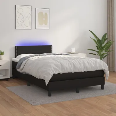Produktbild von The Living Store Boxspringbett mit Matratze & LED Schwarz 120x200 cm Kunstleder