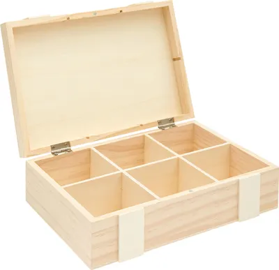 Produktbild von Aufbewahrungsbox aus Holz mit 6 Fächern,100%