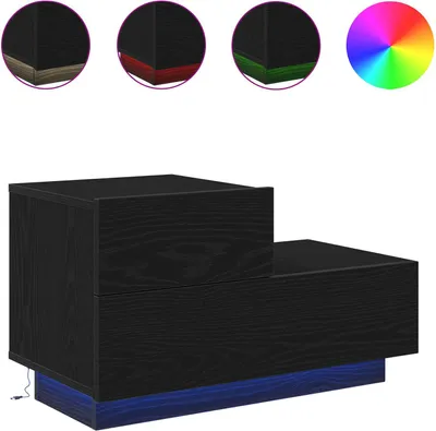 Produktbild von Nachttisch Schwarz Eichen-Optik 70 x 36 x 40,5 cm Holzwerkstoff