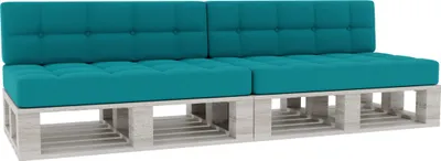 Produktbild von Palettenkissen, Palettenauflagen Sitzkissen Rückenlehne Gesteppt PFG 2xSet (Sitzkissen 120x80 +Rückenlehne 120x40), Azurblau)