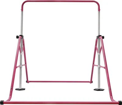 Image de Barre de gymnastique, hauteur réglable de 3,58 à 5,25 ft, capacité maximale 220,5 lbs, design pliable, rose, pour enfants