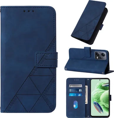 Produktbild von Hülle für Xiaomi Poco X5 /Redmi Note 12 5G Prägung Flip Leder Kartenfächer Schutzhülle mit Ständer Blau