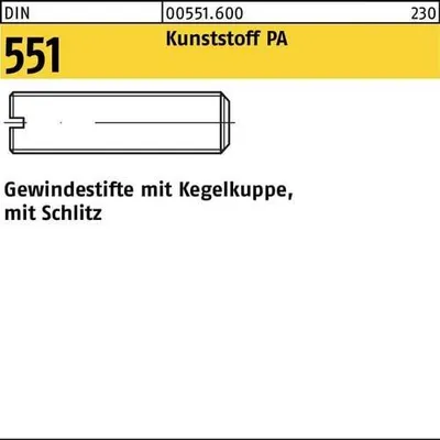 Produktbild von Reyher  Gewindestifte DIN 551 Polyamid M 5x6 PA6.6 (100 Stück)
