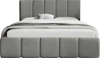 Produktbild von FEDVE Polsterbett Doppelbett Buchel Schlafzimmer Bett Bettkasten 120x200 cm Grau (Magic Velvet 2217)