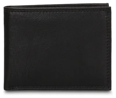 Imagen del producto de Cartera de hombre en cuero genuino , compacta, de 11x9 cm, con compartimentos para tarjetas y monedas