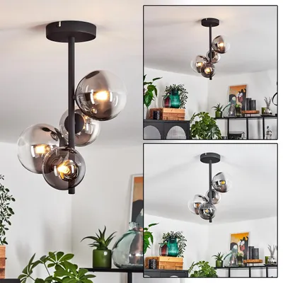 Produktbild von Isorella Deckenlampe aus Metall/Glas in Schwarz/Chromfarben/Klar
