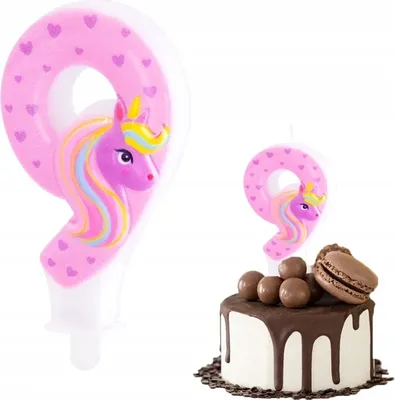 Immagine prodotto di Candela Di Compleanno Unicorno Numero 9 Rosa Per Festa Di Compleanno