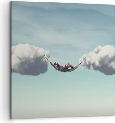 Produktbild von Bild auf Leinwand - Leinwandbild - Einteilig - Wolken Hängematte Ruhe - 50x50cm - Wand Bild - Wanddeko - Wandbilder - Leinwanddruck - Bilder - Wanddekoration - Leinwand bilder - AC50x50-4373