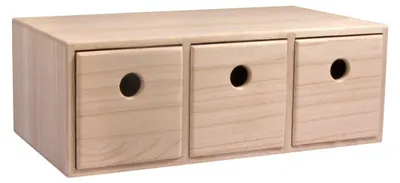 Holzkommode mit 3 Schubladen, FSC 100%, natur, 32x18x11,5 cm